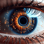 AI generated human eye with embedded data, representing Start Learning Data Science and machine learning
